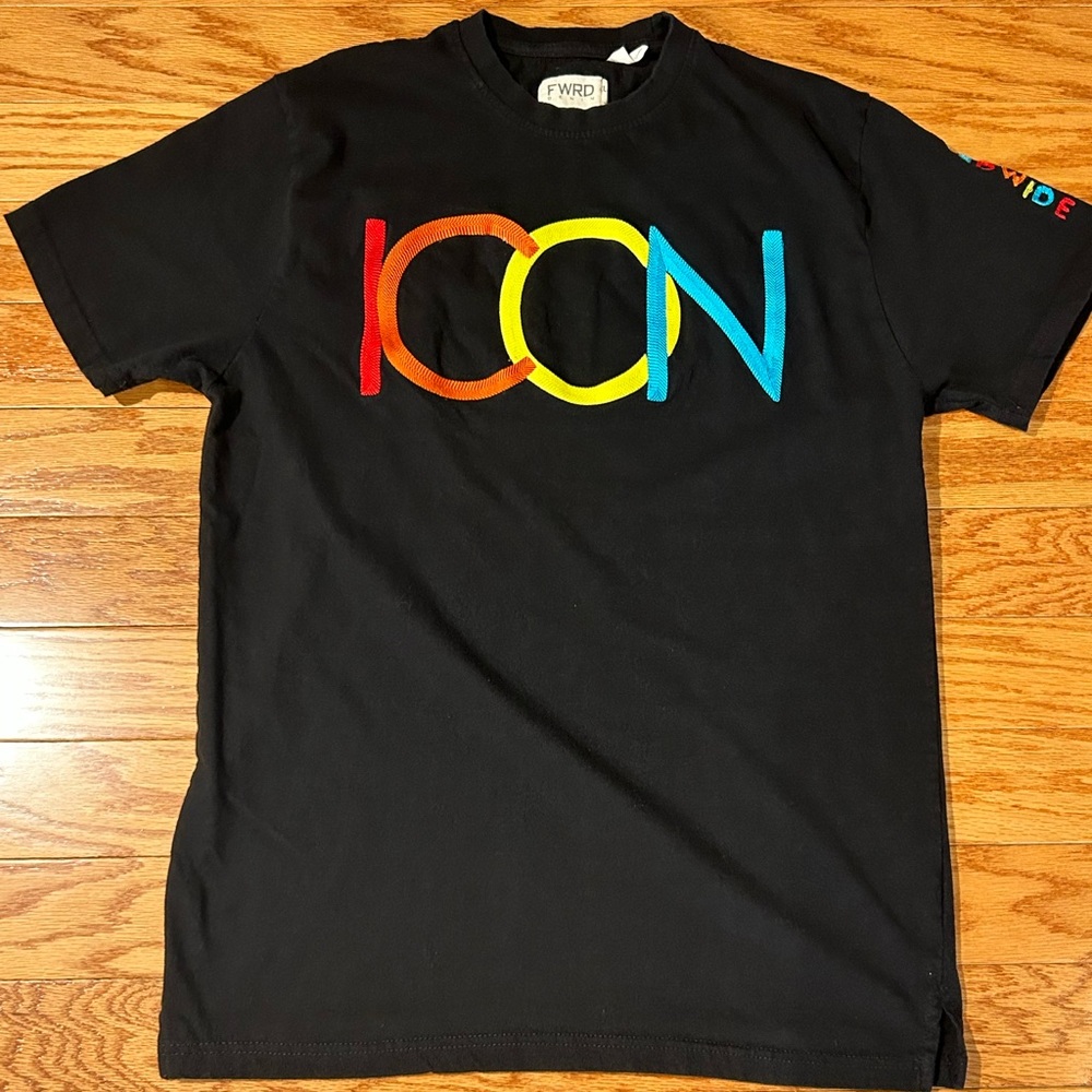 Black T-Shirt with Colorful ICON Design